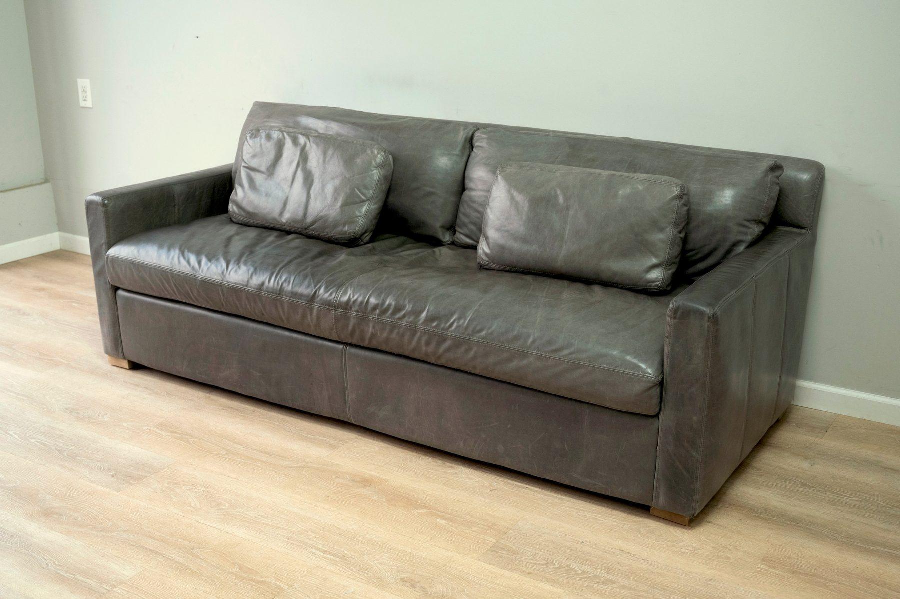 Restoration Hardware Belgian Track Arm Leather Bench Seat Sofa (7' Length) — available in Hobart, WA — listed at $1,500 — primary photo — renw restored furniture